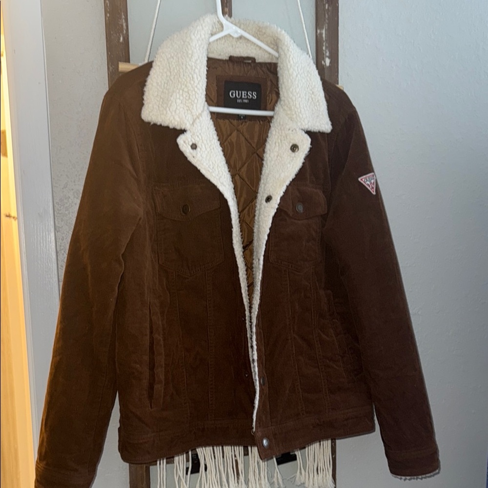 Guess Lightweight Brown and Cream Shirt Jacket